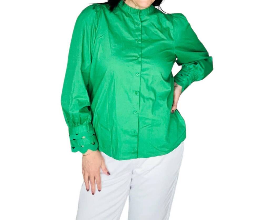 NEW SUGARLIPS women's ziana button down blouse in kelly green